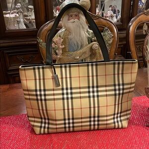 Burberry Tan and Black Plaid Handbag